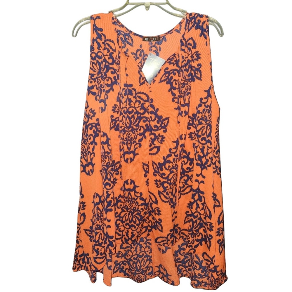 NWT Vision Orange and Blue Sleeveless Tunic Size Medium